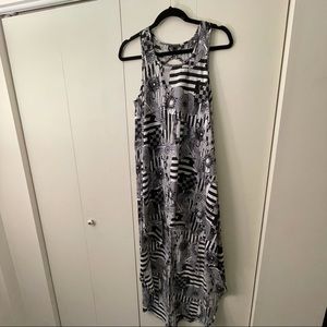 High-low black and white dress